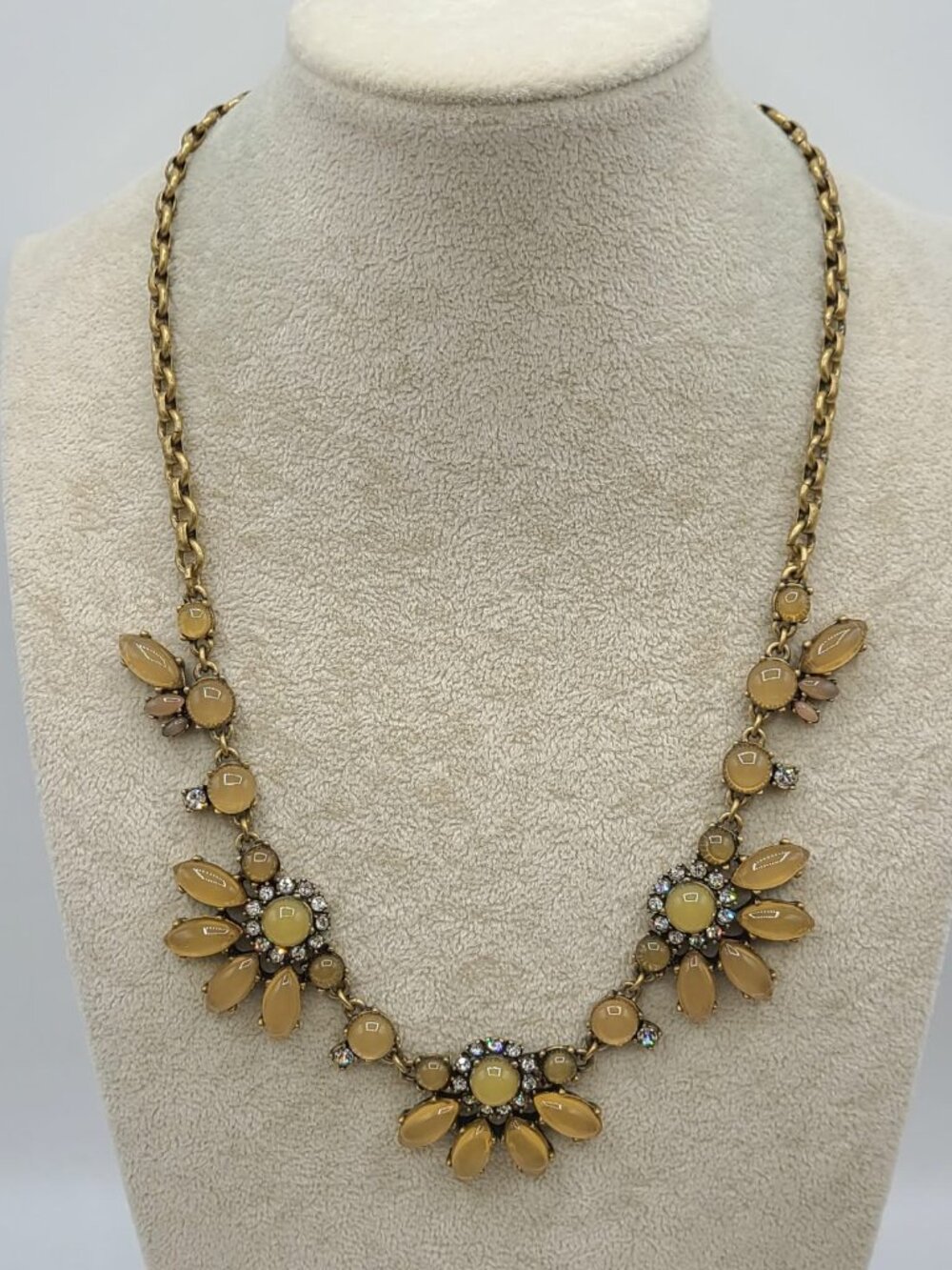 J Crew Carmel Glass Gold tone Necklace